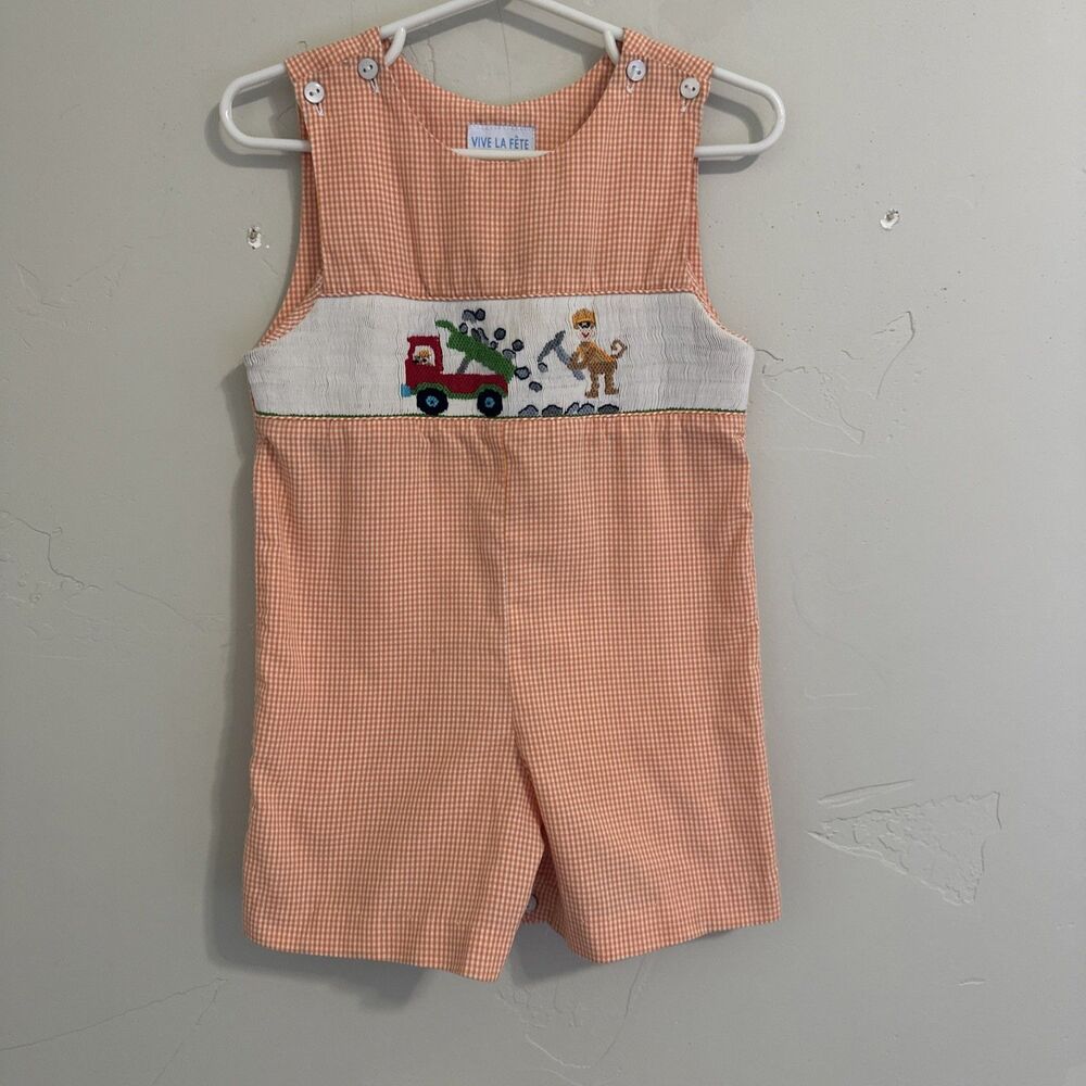 Vive La Fete 2T Ruching Boys Monkey Shortalls Romper Baby Toddler